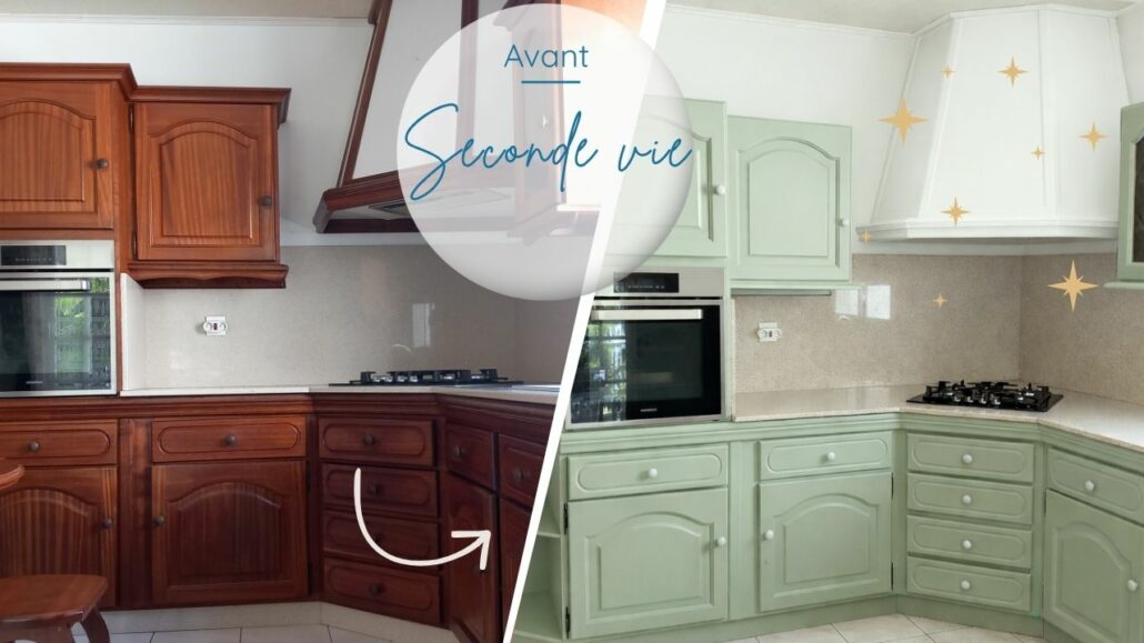 relooker-cuisine-bois-reunion-avant-après-peinture-meubles-changement-plan-de-travail-rénovation (1) Relooking de cuisine à la Réunion, avant après peinture meubles et changement plan de travail. Rénovation